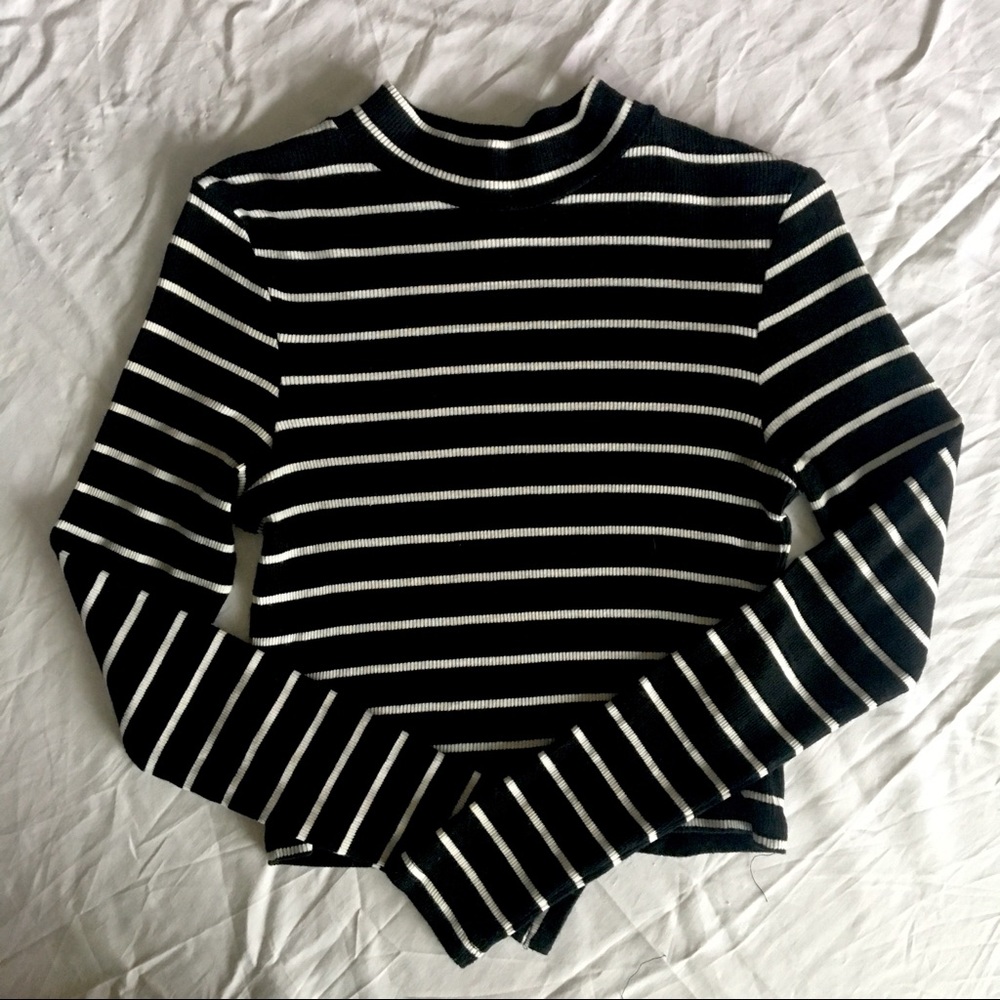 Retro Rib Knit Mock Neck Top